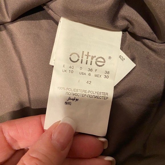 Oltre Brown Satin Shimmer Trench Coat - Size 6 - Picture 7 of 10